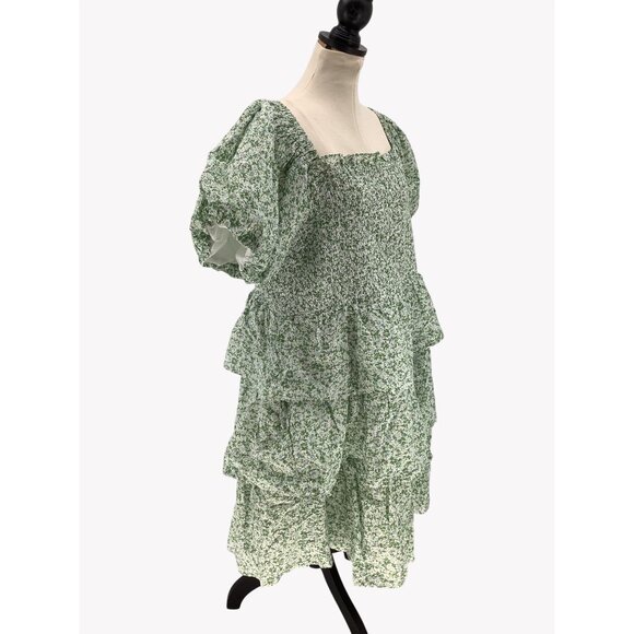 NMT English Factory Green Floral Tiered Smocked Dress 2XL - Picture 6 of 14